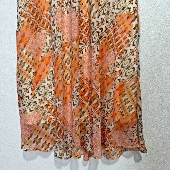 Passport Women's Orange Geometric Pull Up Maxi Lined Preppy Skirt Sz Medium NWT - Picture 3 of 13